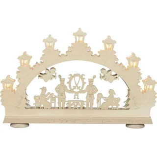 SAICO GmbH Seiffen 3D-Lichterbogen Bergleute Premium LED-Beleuchtung, warmweiß, 18,5x31x6