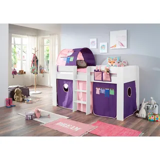 RELITA Hochbett Andi 90 x 200 cm Buche dekor weiß rosa