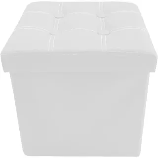Mobili Rebecca Fusshocker, Weiß Textil, Quadratisch, 30x30x30 cm Wohnzimmer, Hocker, Sitzwürfel