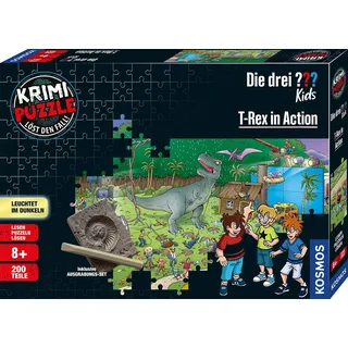 Kosmos Krimipuzzle Die drei ??? Kids 200 Teile - T-Rex in Action