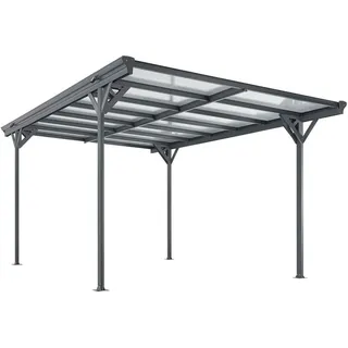 Juskys Einzel-Carport 5,05 x 3,03 m Dunkelgrau inkl. Regenrinne