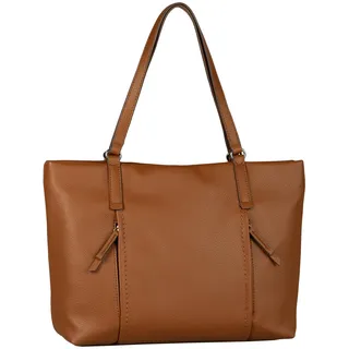 Tom Tailor Beca Damen Shopper Umhängetasche Reißverschluss Groß Cognac Braun