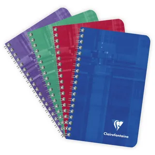 Clairefontaine 8582C - Spiralheft (kariert, 7,5 x 12 cm, 50 Blatt) 1 Stück farbig sortiert