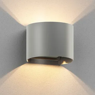 ledscom.de Wandleuchte RUNEL für außen, IP65, Up-/Downlight, grau matt, rund, 1x G9 max. 10W
