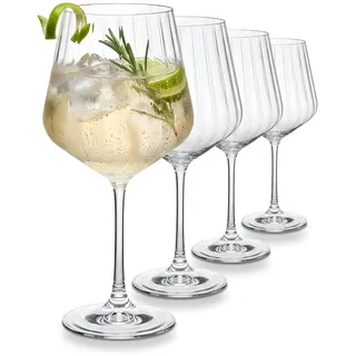 WUITOKI Gin Tonic Gläser, 4 Stück, 57cl, geriffeltes Kristallglas, spülmaschinenfest, stoßfest, Aperitifgläser, Cocktail