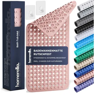 homerella® Badewannenmatte rutschfest 88x39cm, INKL. HAKEN, Rutschfeste Badematte BPA frei, Duschmatte rutschfest, Antirutschmatte Badewanne, Rutschmatte Badewanne, schimmelresistent&maschinenwaschbar