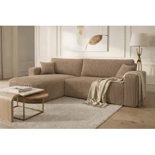 kaiser möbel Eckcouch Cordstoff Tilia mit Schlaffunktion Links 271x175 cm Braun