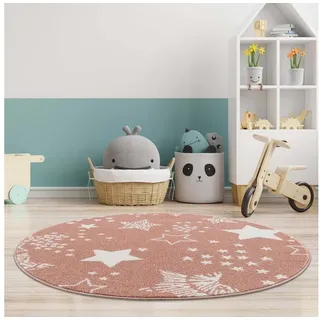 Carpet City Kinderteppich »Anime9387« rund 11 mm Höhe Sternen-Teppich, Weicher Flor, Pflegeleicht, Kinderzimmer, rosa