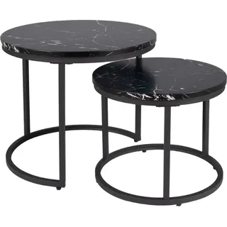 Couchtisch-Set ELMAR – schwarzer Marmor / Schwarz - Schwarz