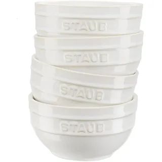 Staub Ceramique Schüsselset, 400 ml, Müslischüsseln, Servierschüsseln, Dessertschalen, Weiß, Keramik, 12 cm, 4-tlg