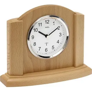 AMS 5122/18 Tischuhr Funk Funktischuhr analog modern Holz Buche - Schwarz