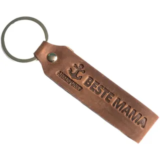 ANKERPUNKT Beste Mama Schlüsselanhänger Geschenke für Mama Muttertagsgeschenk, Mama Geschenk Geburtstag Geburt, Geburtstagsgeschenk für Mama - Made in Germany Dunkelbraun Leder