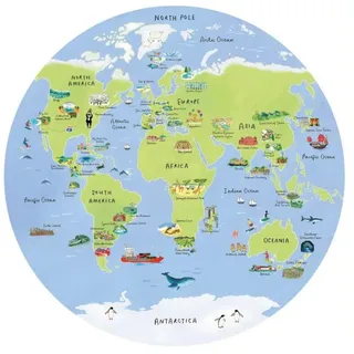 Talking Tables 1000-teiliges Weltkarten-Puzzle für Erwachsene | Einzigartiges kreisförmiges Puzzle mit berühmten Wahrzeichen, Reisegeschenke, Geschenk