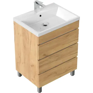 Posseik Stand-Badmöbel Fellini 70 SoftClose mit 3 Schubladen Eiche Gold