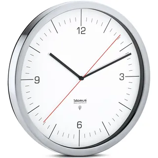 blomus -CRONO- Funkuhr M mit mattiertem Edelstahlrand, zeitloses Weiß, Wanduhr, automatische Zeiteinstellung, hohe Genauigkeit, exklusives Wohnaccessoire (H / B / T: 30,5 x 30,5 x 4 cm, Weiß, 65436)