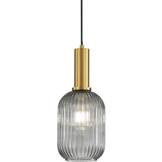 HJXDtech Moderne Vintage Glas Lampenschirm Hängeleuchten & Pendelleuchten, E27 Gold Lampenfassung, Hängelampe einflammig für Küche, Esstisch, Schlafzimmer und Wohnzimmer (Graues, 13cm)