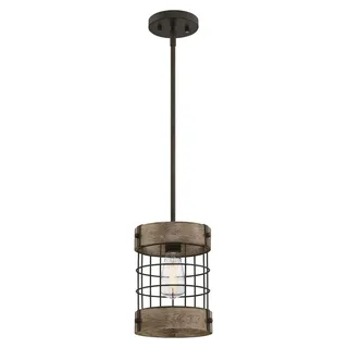 Westinghouse Langston, Flexible Halterung, Bronze, Holz, Bronze, Oil Rubbed Bronze with Vintage Pine Accents, Zylinder, Esszimmer, Küche - Bronze, Braun