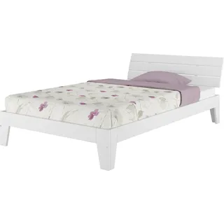 Einzelbett Futonbett 120x200 Massivholz Kiefer Bettgestell Bett Weiß Zubehör wählbar V-60.54-12W - Weiß