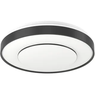 EGLO connect.z Smart Home LED Deckenleuchte Monteriggioni-Z, ZigBee + Matter, inkl. Fernbedienung, App und Sprachsteuerung Alexa, warmweiß-kaltweiß, RGB, dimmbare Deckenlampe, schwarz-weiß, Ø 38,4 cm