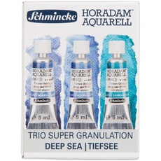 Schmincke – HORADAM® AQUARELL, Super Granulation Trio Tiefsee, 5 ml Tuben, 74 614 097, Kartonset, sehr stark granulierende Farbtöne, feinste, supergranulierende Aquarellfarben