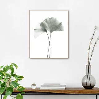 Kunstdruck REINDERS "Ginkgo Blatt", weiß (farbe bild(er): weiß), B:40cm H:50cm T:1,6cm, MDF, Bilder, Kunstdruck