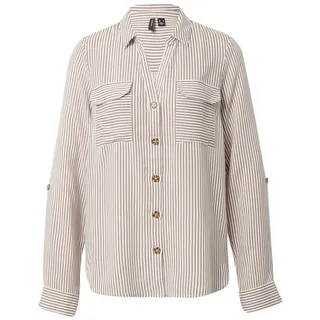 Vero Moda Hemdbluse VMBUMPY L/S Shirt New WVN GA NOOS Braun/Weiß XXL