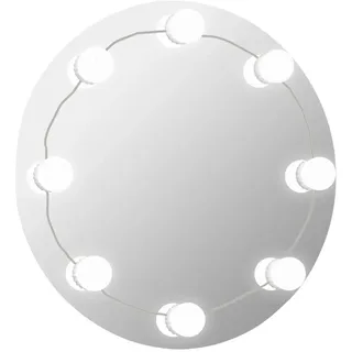 vidaXL Wandspiegel mit LED-Beleuchtung Rund Glas - Silber