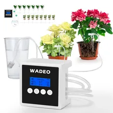 WADEO Bewässerungssystem, Automatisches Tropfbewässerungsset mit Doppelpumpe, programmierbarem 30-Tage-Timer und LED-Anzeige, ideal als Urlaubsbewässerungssystem für bis zu 15 Topfpflanzen