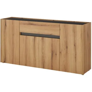 Furn.Design Sideboard Evoke Eiche, grau 170 cm, Kommode mit viel Stauraum , Eichefarben, Grau , Kunststoff , Nachbildung,Eiche , Holz Optik , 3 Fächer , 170x87x40 cm , FSC Mix , Kleinmöbel, Kommoden, Sideboards