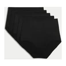 Womens M&S Collection 5er-Pack Mikrofaser-Taillenslips ohne sichtbare Abdrücke - Black, Black, UK 16 (EU 44)