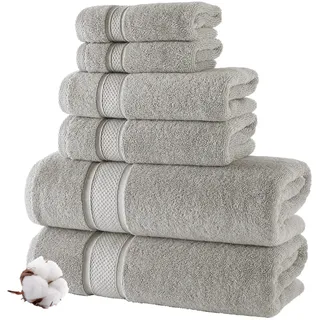 NOVA Luxury Linen - Hotelqualität türkisches Handtuch-Set für Badezimmer (6-teiliges Handtuch-Set, Mirage Grau)