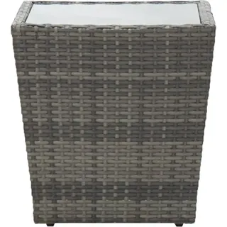 vidaXL Beistelltisch Grau 41,5x41,5x43 cm Poly Rattan und Hartglas - Grau