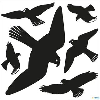 HERMA 5999 Warnvögel Vogel Aufkleber Set für Fensterscheiben groß, 2400 Stück, 30 x 30 cm, selbstklebend, ablösbar und wiederverwendbar, Vogelschutz für Fenster aus wetterfester Hart-Folie, schwarz
