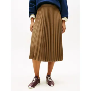 Plisseerock TOMMY HILFIGER "FLUID PLEATED PULL ON MIDI SKIRT", Damen, Gr. 44, nordic taupe, Web, Obermaterial: 100% Polyester, unifarben, regular fit wadenlang, Röcke Plisseerock