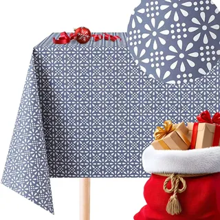 KP HOME Wachstuchtischdecke PVC Tischdecke Retro Blumen Design in Verblasstem Marineblau Rechteckig 300 x 140 Vinyl Wachstuch Glatt Wasserabweisend Kunststoff Wachstischdecke Pflegeleicht Abwischbar