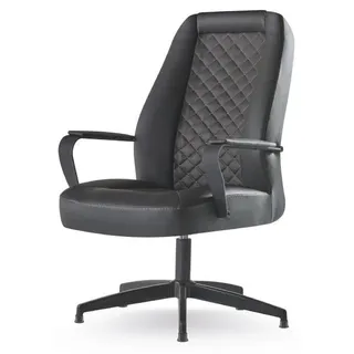 Bürostuhl Schwarz Chefsessel Arbeitszimmer Büro Modern Weiche Leder Holz - Schwarz