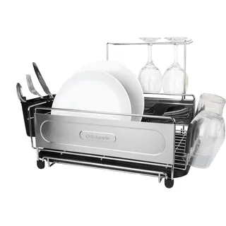 Cuisinart Abtropfgestell aus Edelstahl, inklusive Abtropfgestell aus Draht, Utensilienbehälter, Abtropfbrett, Stielglashalter und rutschfesten Becherhaltern, 36,6 x 30,5 x 15,2 cm, Edelstahl/Schwarz