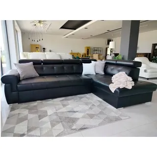 Echtleder Ecksofa L-FORM Schwarz Schlafsofa Bettkasten Kopfstütze HOCKER OTTOMA - ECKSOFA IN L-FORM (B x T): 280 x 190 cm H 85 cm X 85 - 100 CM X 280 cm
