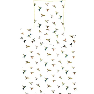 APELT Kolibri Vögel Baumwolle Weiß 135 x 200 cm + 80 x 80 cm