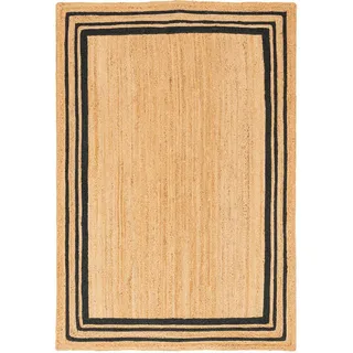 Pergamon Naturfaser Teppich Jute Salsa Bordüre , Anthrazit , Textil , Rechteckig , 200x300 cm , Teppiche und Böden, Teppiche, Webteppiche