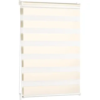 Blumtal Doppelrollo 100 x 130 - 155cm - Klemmfix Rollo, Rollos für Fenster ohne Bohren, Klemmrollo für Fenster & Türen, Elfenbein - Naturbelassen