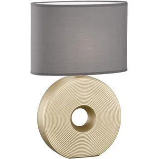 Fischer & Honsel | Tischleuchte, Eye | goldfarben matt| Stoffschirm| anthrazit chintz innen weiß| L: 34,00 cm, B: 17,00 cm, H: 53,00 cm,| mit Schnurschalter| 1x E27 max. 40 Watt | 50475