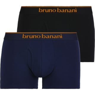 bruno banani Herren Boxershorts, 2er Pack Quick Access Unterhose, einfarbig, Baumwolle Schwarz/Blau XL