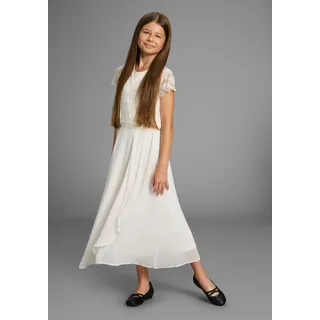 Kidsworld Jerseykleid »Festliches Kleid mit Spitze« Elegantes Kleid mit Spitze und Chiffon, beige