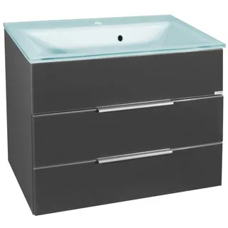 Mid.you Waschtischkombi , Anthrazit , Metall , 2-teilig , furniert , 2 Schublade(n) Schubladen , 80x60.2x50.1 cm , hängend , Badezimmer, Waschbecken & Armaturen, Waschtische