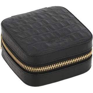 Gusti Reise Schmuckkästchen Leder – Schmucketui für Damen klein Schwarz – Schmuckaufbewahrung Reise Organizer für Ketten Ringe Ohrringe – Schmucktasche kompakt