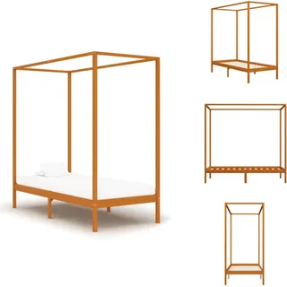 vidaXL Himmelbett-Gestell Honigbraun Massivholz Kiefer 90 x 200 cm - Betten & Bettgestelle - Braun
