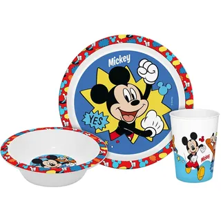 Kindergeschirr Mickey Kids 3teilig PP, Geschirrset, Teller, Schale, Becher, Kunststoff, unzerbrechlich, 3-teilig, Mickey Mouse, Disney, GEDA, GEDA LABELS, BPA frei, Geschirr