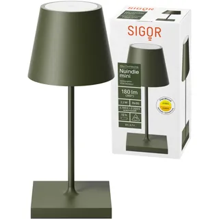 SIGOR Nuindie 2.0 mini LED Akku-Tischlampe, tannengrün | Dimmbar • Indoor & Outdoor • IP54 • 25 cm • USB-C • 12 h Leuchtdauer