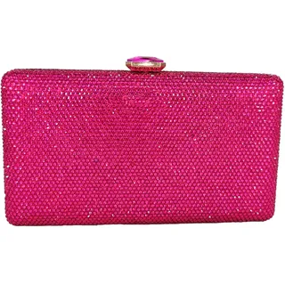 Boutique De FGG Kristall Clutch Tasche Damen für Hochzeit Abendtasche Strasssteine Party Kristallene Handtasche Braut-Geldbörse, Mini, Fuchsie